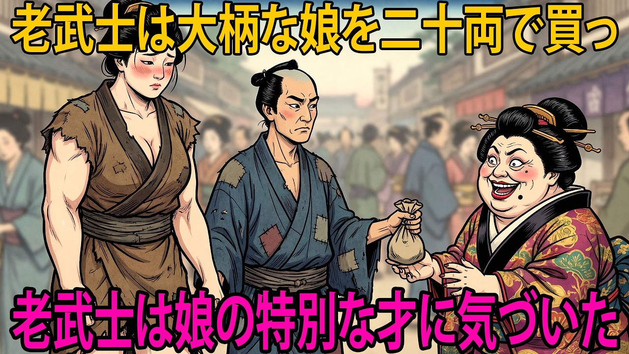 飢饉の中、市場で物のように売られても誰にも見向きもされなかった不幸な娘…だが、一人の老武士が二十両で彼女を買い取った | 民話 | 野談 | 時代劇 | 昔話 | 説話 | オーディオブック | 伝説