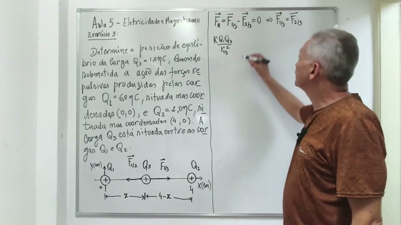 Física III - Aula 5 - Exercício 3 de lei de Coulomb