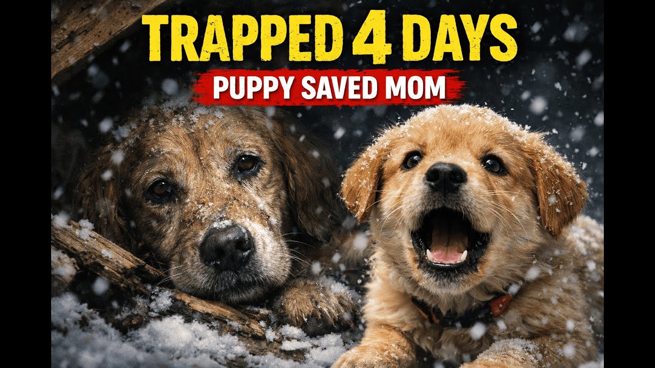 Tiny Golden Retriever Puppy Begs for Help in Snow to Save Trapped Mom – Heartwarming Rescue!