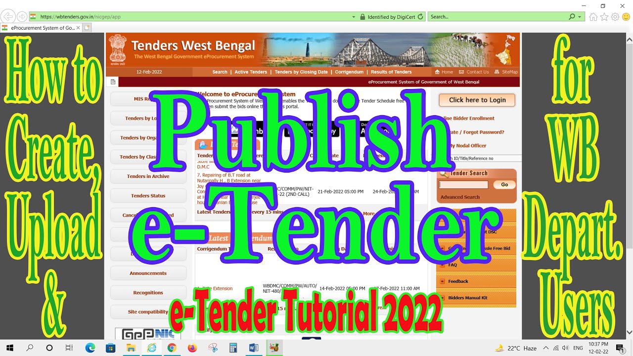 How to Create, Upload & Publish eTender for WB Departmental Users || eTender Tutorial 2022