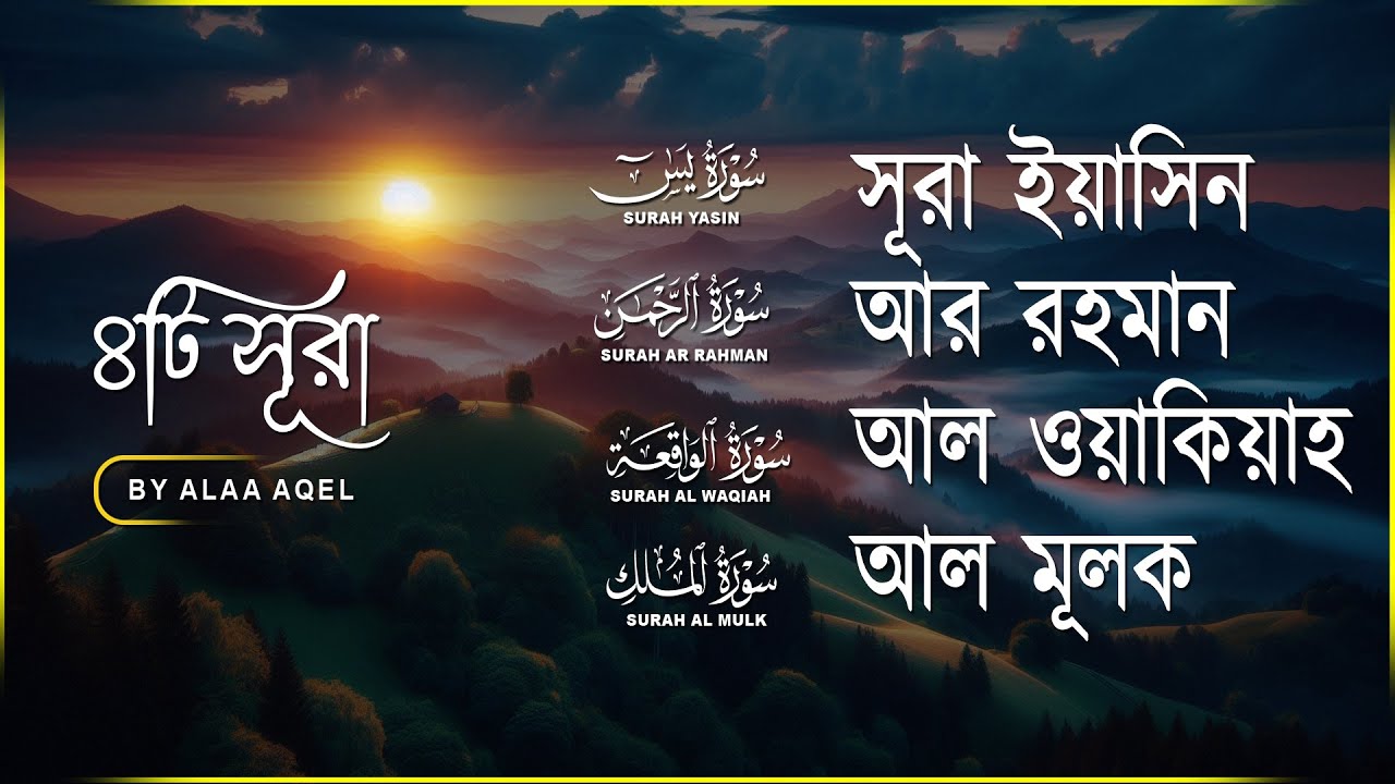 সূরা ইয়াসিন আর রহমান ওয়াকিয়া মুলক - কুরআনের ৪টি সূরার মনজুড়ানো তিলাওয়াত । By Alaa Aqel