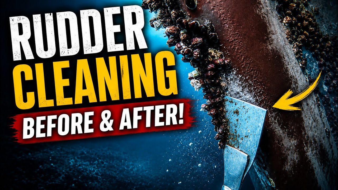 Underwater Ship Rudder Cleaning  Operation 01 |Satisfying Barnacle Removal  by Commercial Diver
