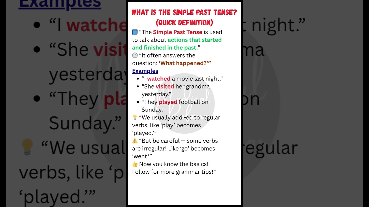 What is the Simple Past Tense? | Simple Past Tense Definition with Easy Examples