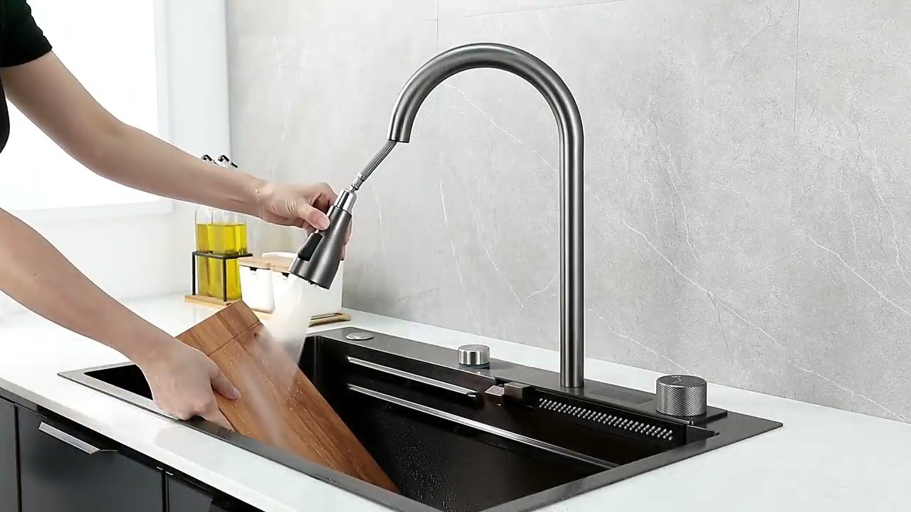 Chiuveta multifunctionala, bucatarie, otel inoxidabil, scurgere cu tocator, Hausberg HBC-9950NG