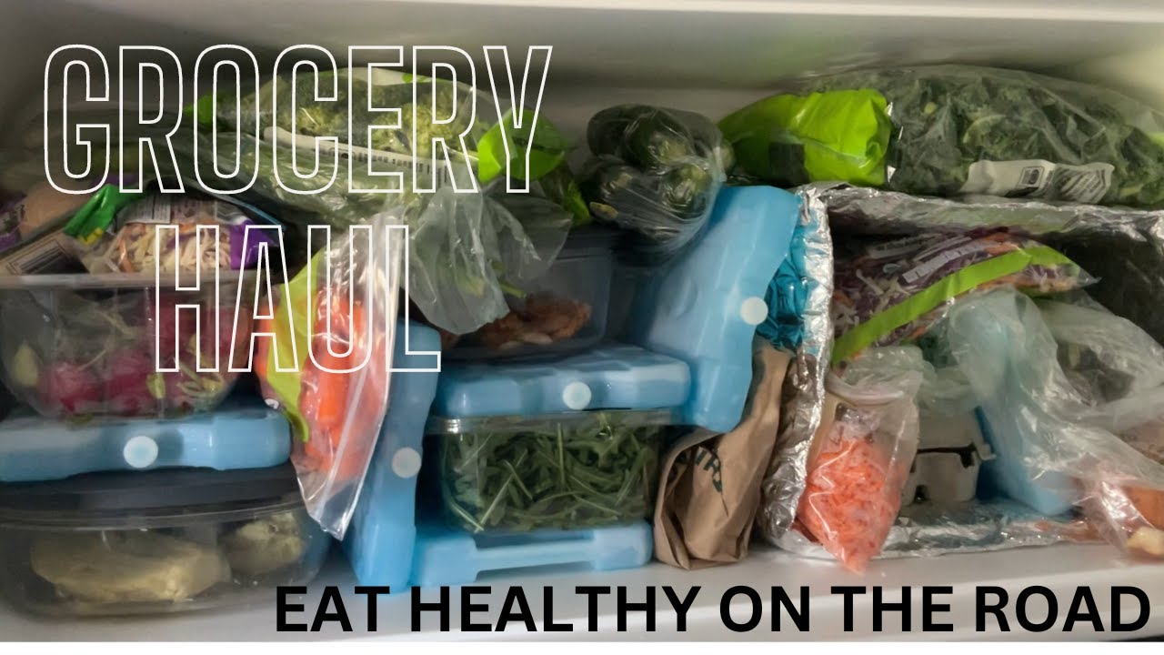 GROCERY HAUL - HEALTHY EATING WHILE LIVING IN A CARGO MINIVAN - SOLO WOMAN TRAVELER - CRUSHIN' IT!!