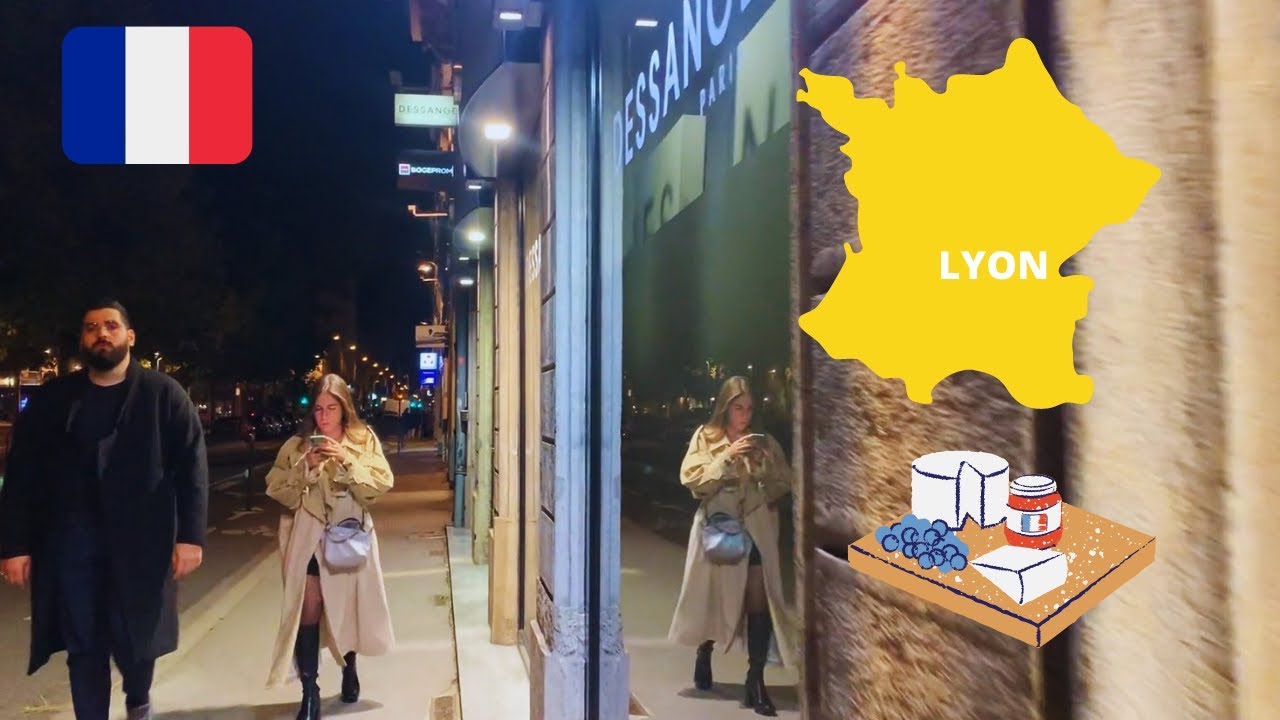 Walking The Streets as Night Falls, LYON PROVENCE FRANCE ,TRAVEL CHANNEL WALKING AWAY