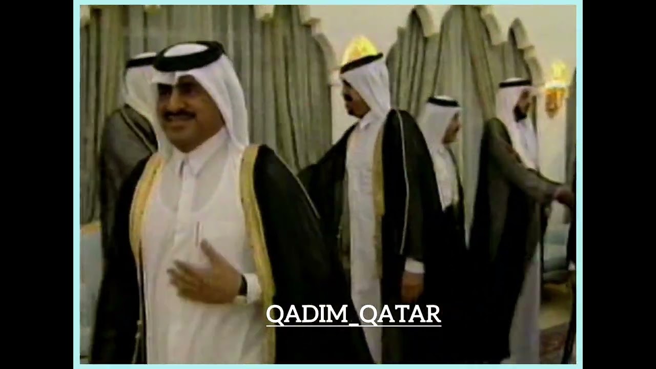 استقبال الشيخ خليفه بن حمد امير قطر لي ولي عهد ابوظبي الشيخ خليفه بن زايد  1991 في الدوحه