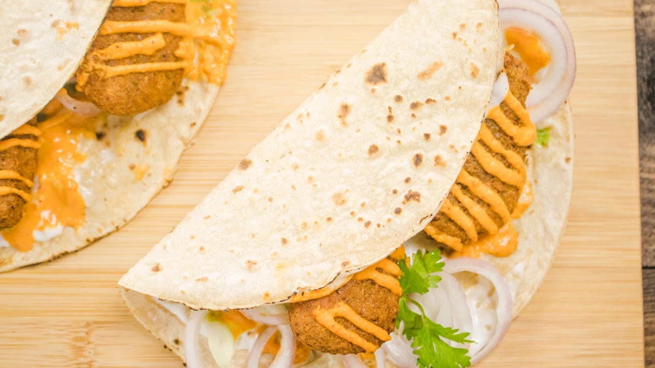Falafel Recipe | Indian Style Falafel Wraps | Healthy Veg Cutlet Rolls | Kids Lunch Box Recipes