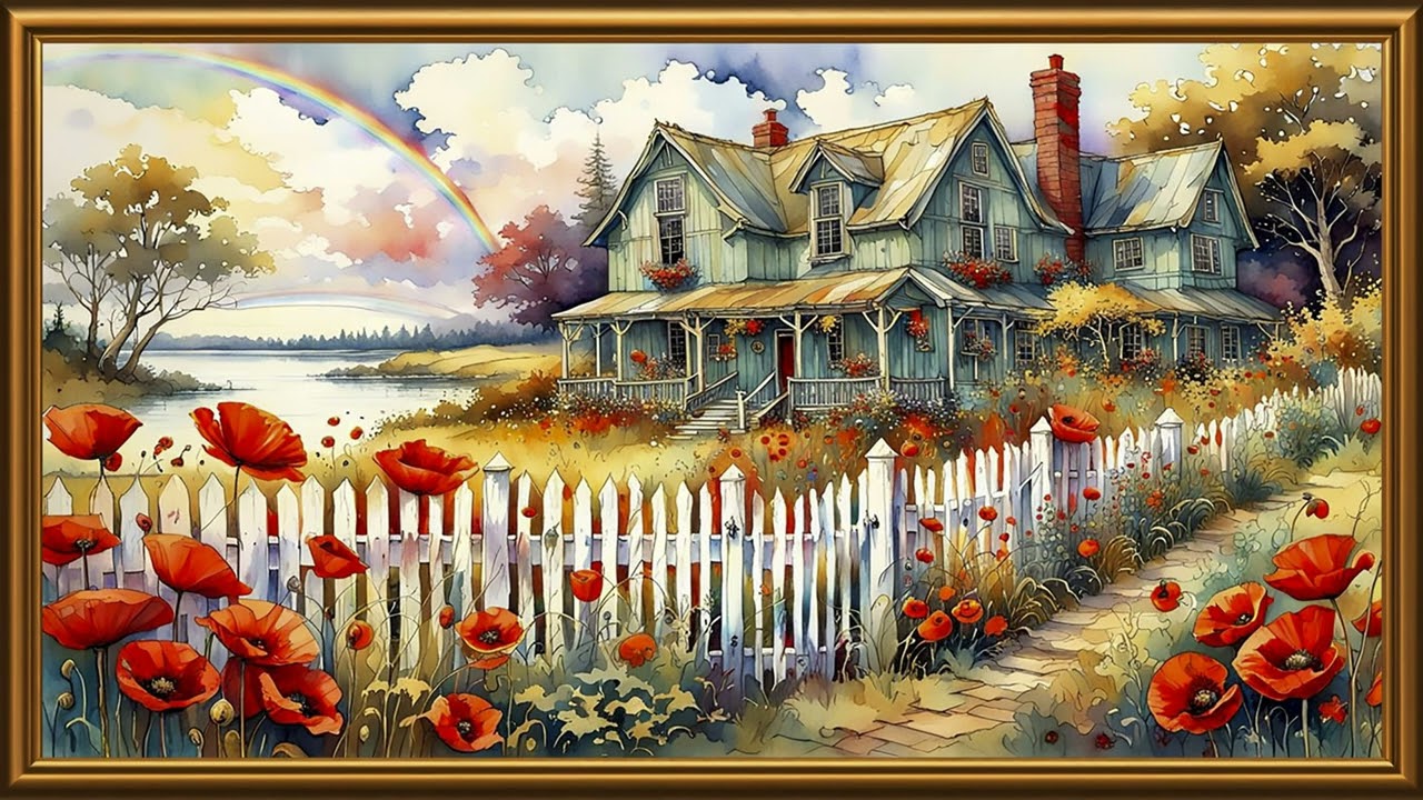 House and Flower | TV Frame 4K | TV Art Frame | @tvframeart9