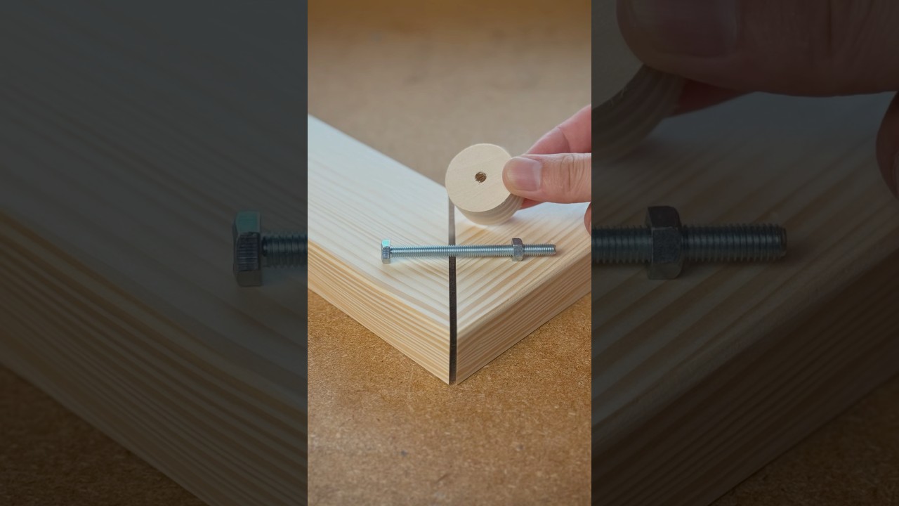 A Bolt Trick for a Perfect Miter Joint #shorts #woodworking #diy