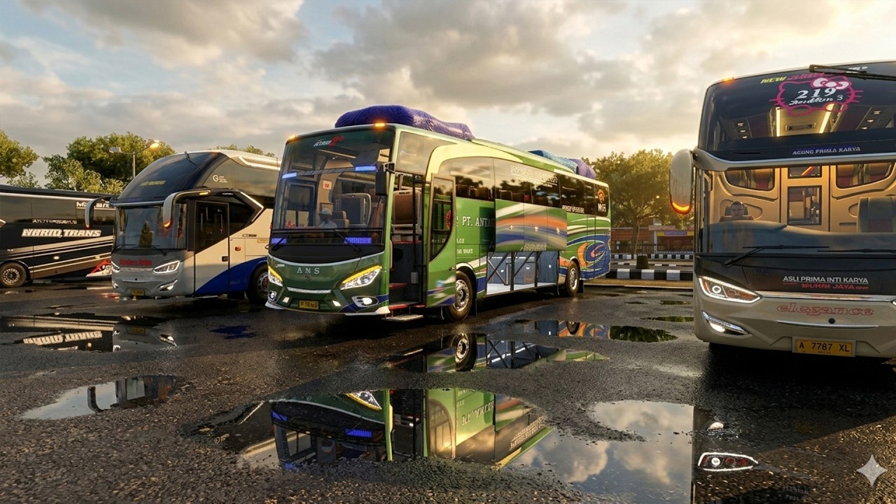 GAME REALISTIC NUANSA INDONESIA PERJALANAN BUS ALS DARI JAWA MENUJU SUMATERA #ets2