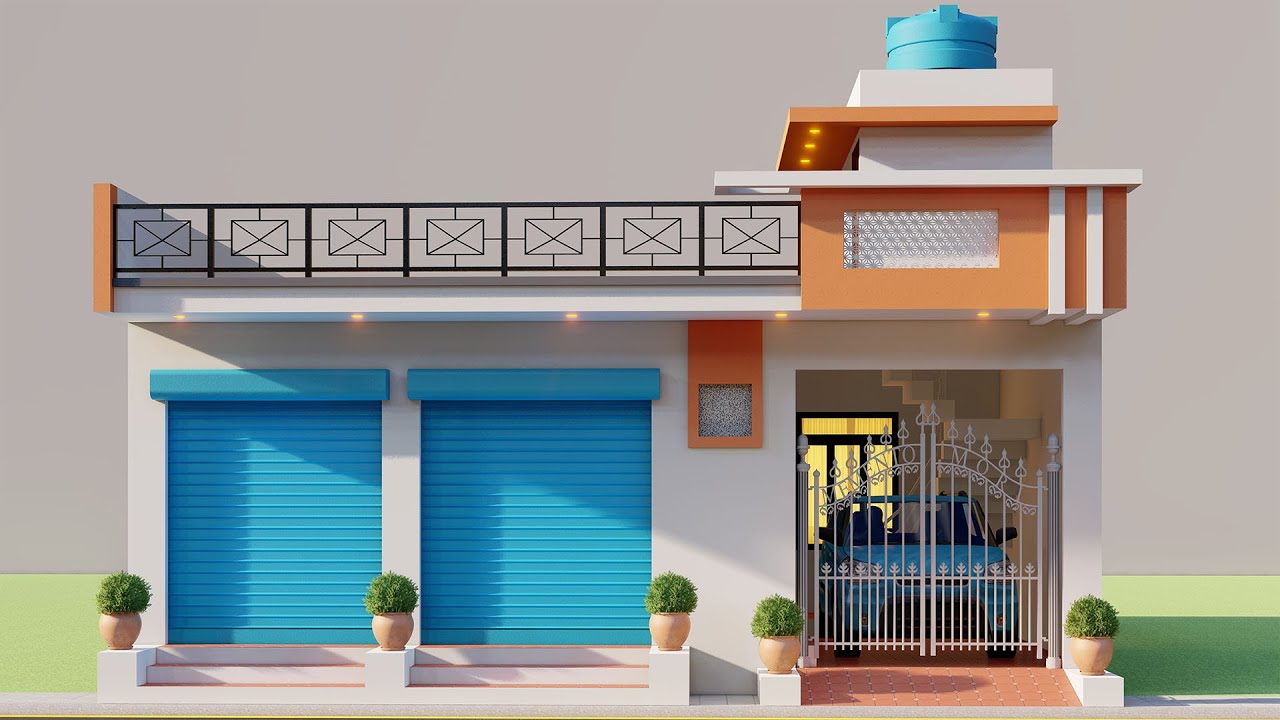आगे दो दुकान पीछे कार पार्किंग के साथ तीन कमरे का मकान ||30x35 Shop With 3 Bedroom Car Parking House