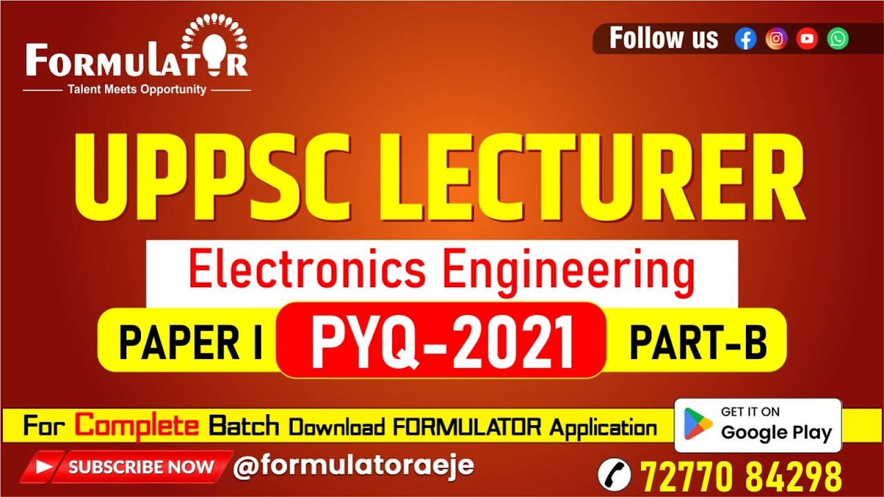 UPPSC Polytechnic Lecturer (Electronics) 2021 | Complete Paper Discussion Part-2