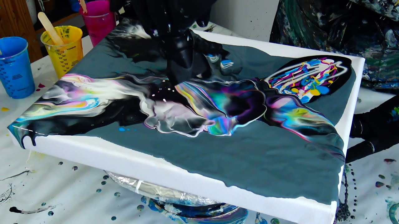 Splash of Colour ~ Acrylic Pour Painting with Leftover and Scrape-off Paint
