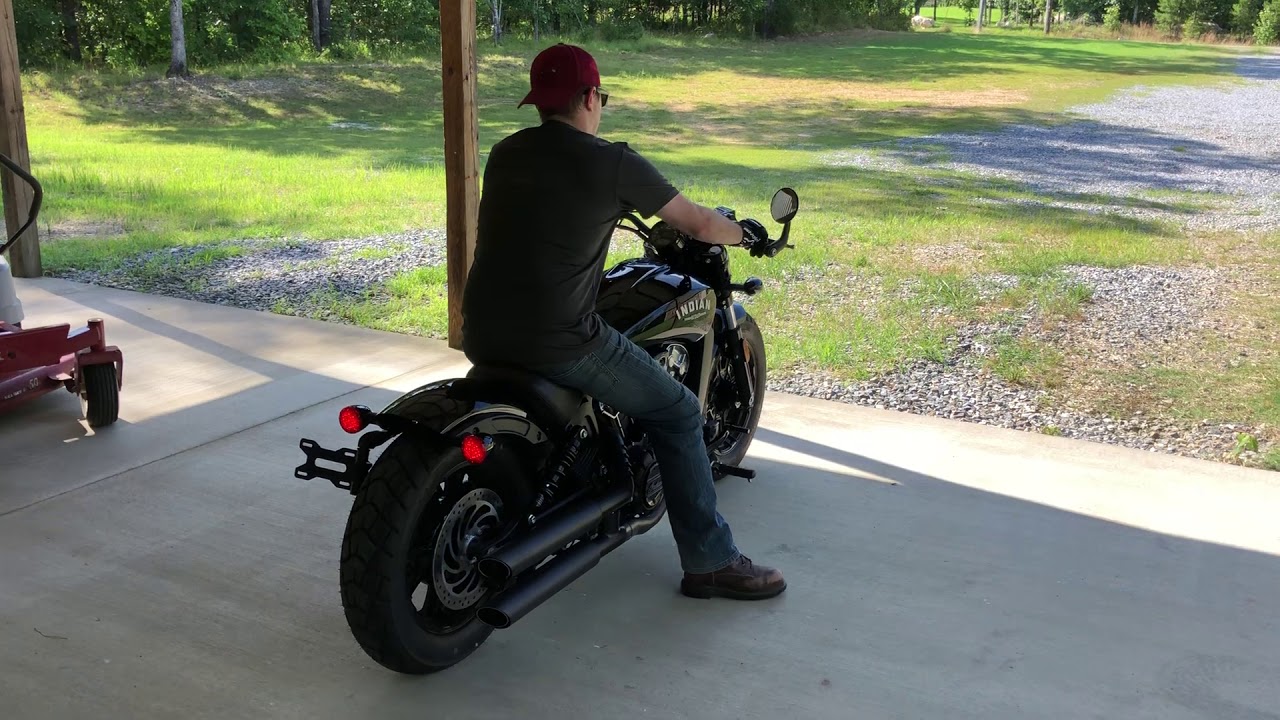 Scout Bobber Vance and Hines Twin Slash Slipon Startup