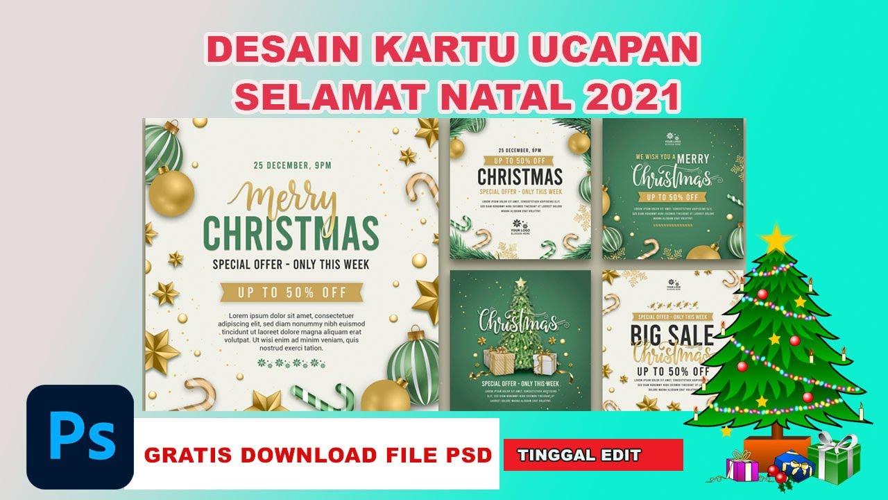 DESAIN KARTU UCAPAN SELAMAT NATAL TERBARU  2021 | GRATIS DOWNLOAD FILE PSD
