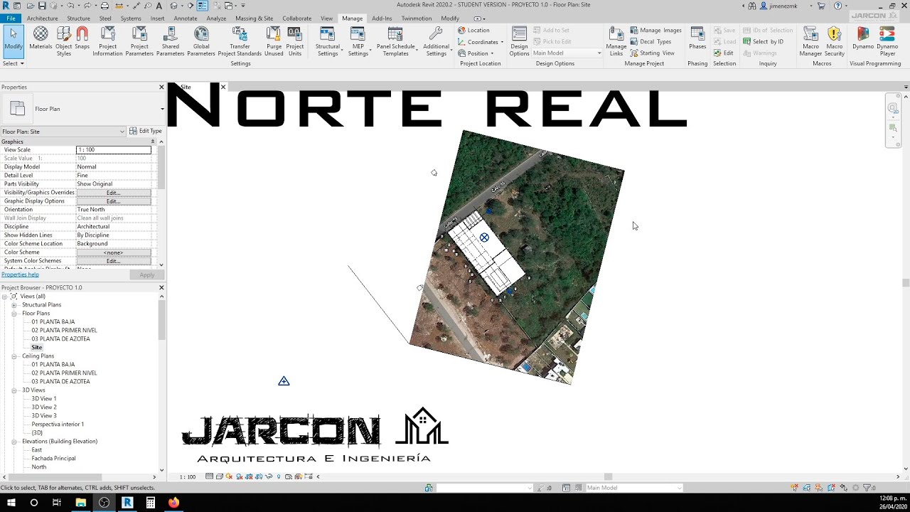 Norte real y norte de proyecto - Tutorial Revit 2020