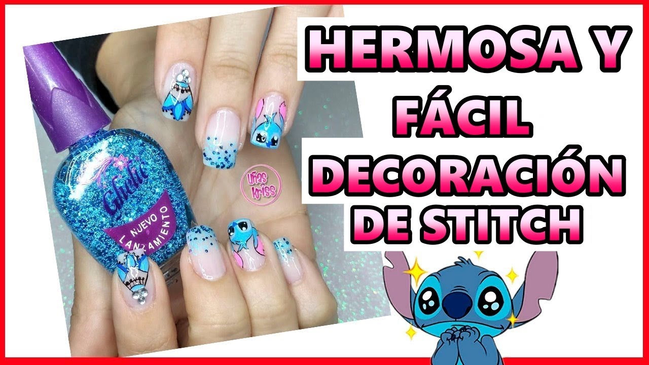 UÑAS STITCH PASO a PASO// ♥😱 Muy FÁCIL!!!