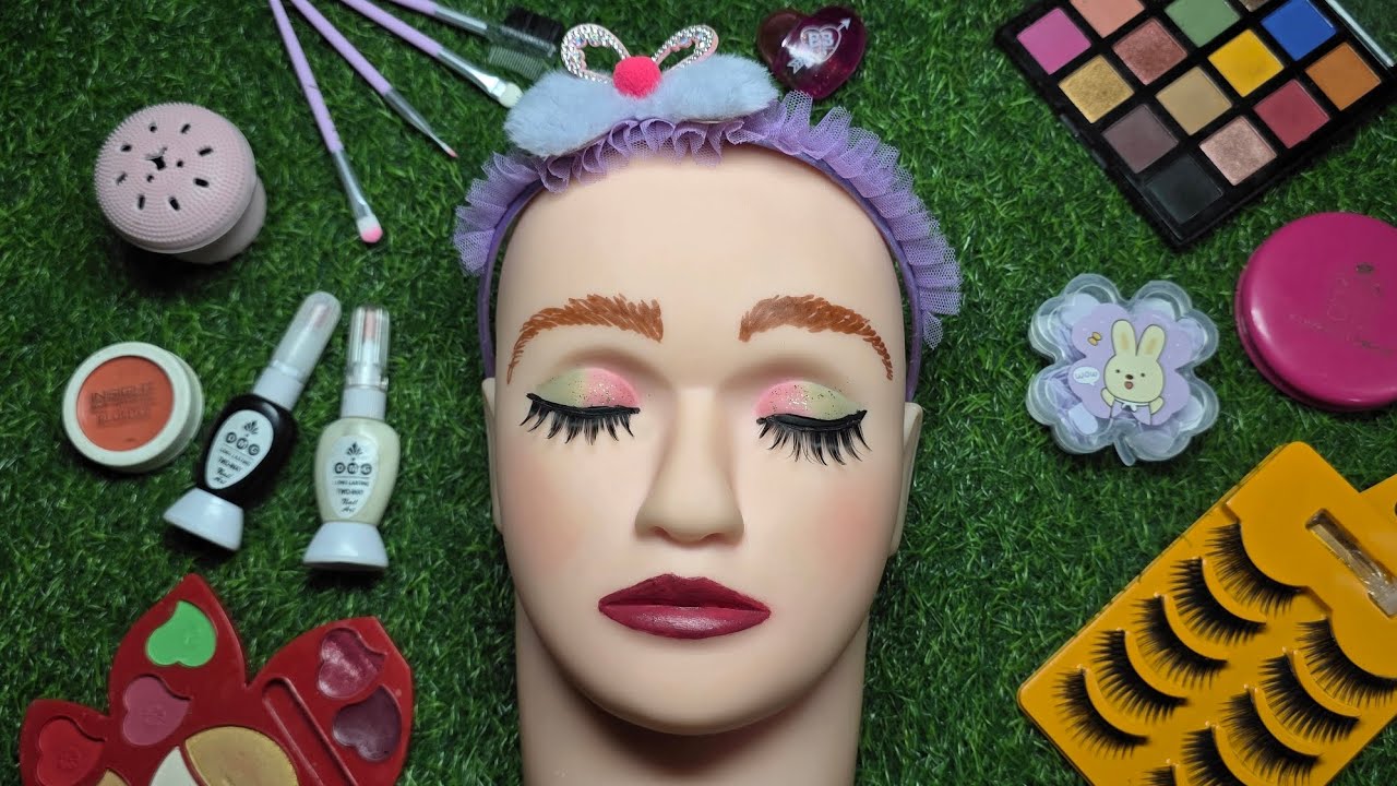 ASMR Makeup on Mannequin 🎭 (No Talking) | ASMR RUMI Kpop Demon Hunters Makeup 💋 🎀 Satisfying Videos