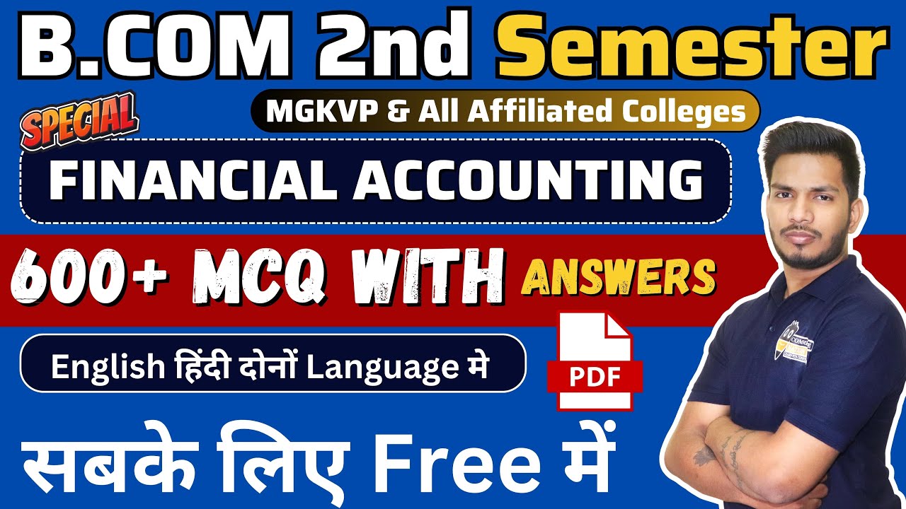 Financial Accountin 600 MCQ with answers | Bcom 2nd semester English or hindi | mgkvp, ddu, csgm, lu
