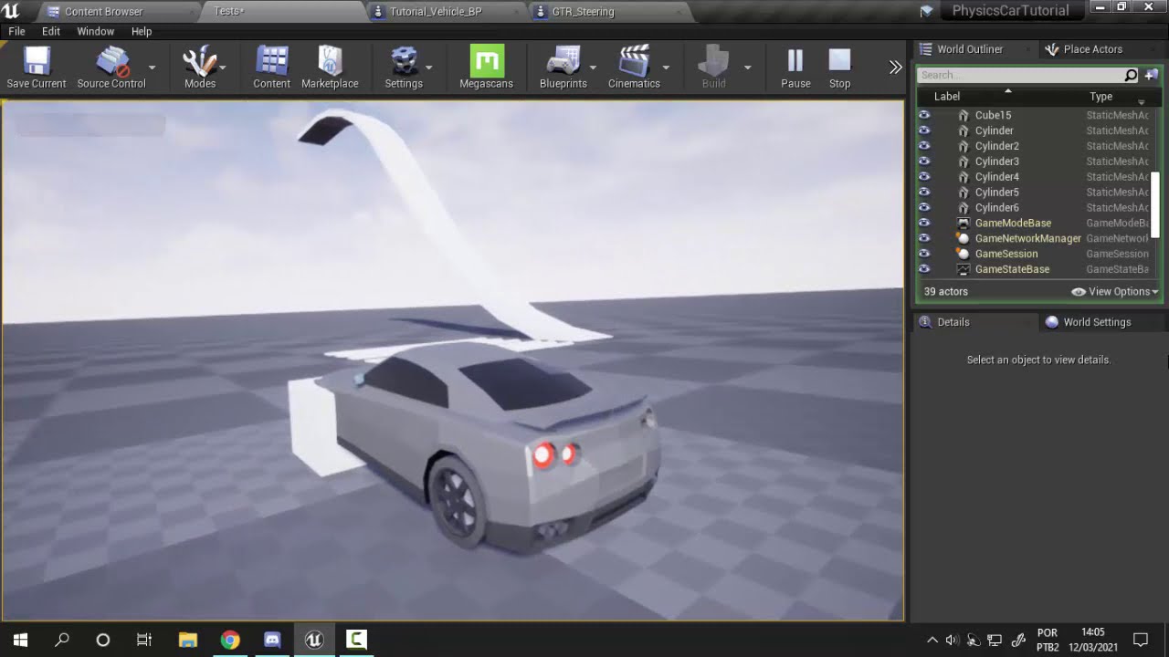 Unreal Engine 4 - Physics Constraints Vehicle - Part 2 (Steering and more stability)