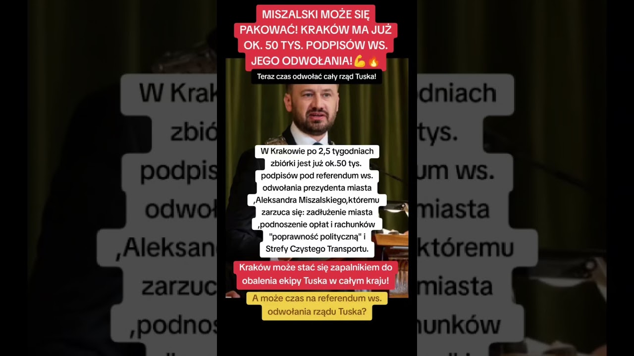 Miszalski może się pakować! Krak&oacute;w ma już ok. 50 tys. podpis&oacute;w ws.jego odwołania!