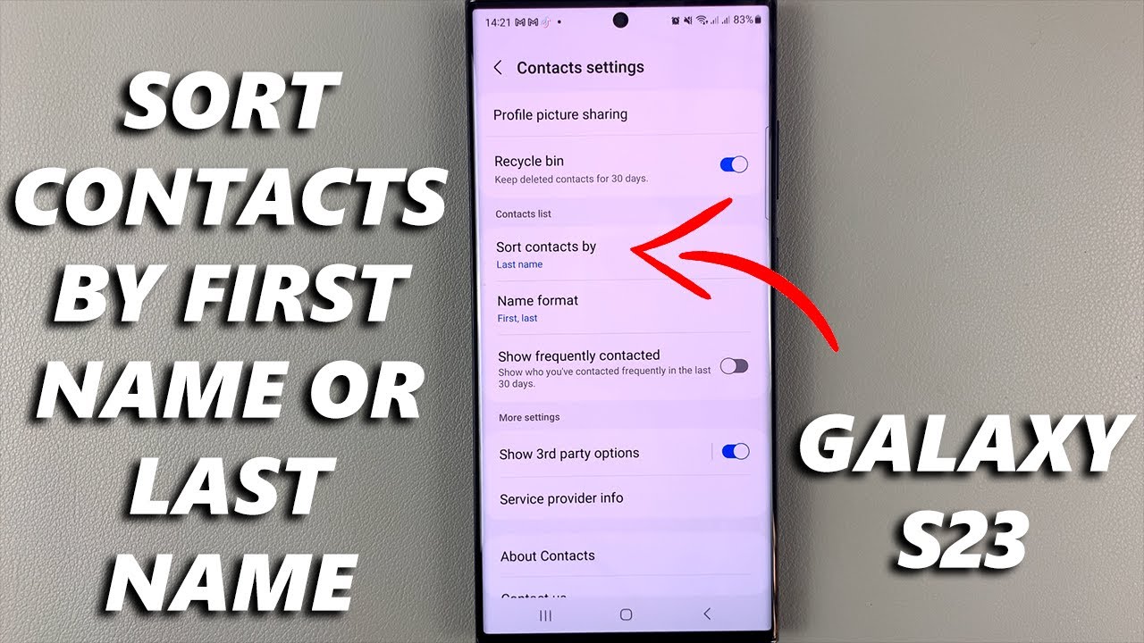 How To Sort Contacts By First/Last Name On Samsung Galaxy S23s