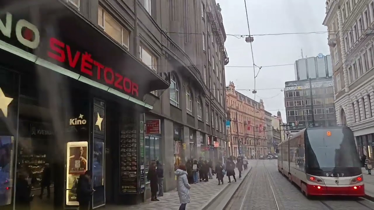 735. 22 1 2026. Praha1. Маршрут трамвая 9.