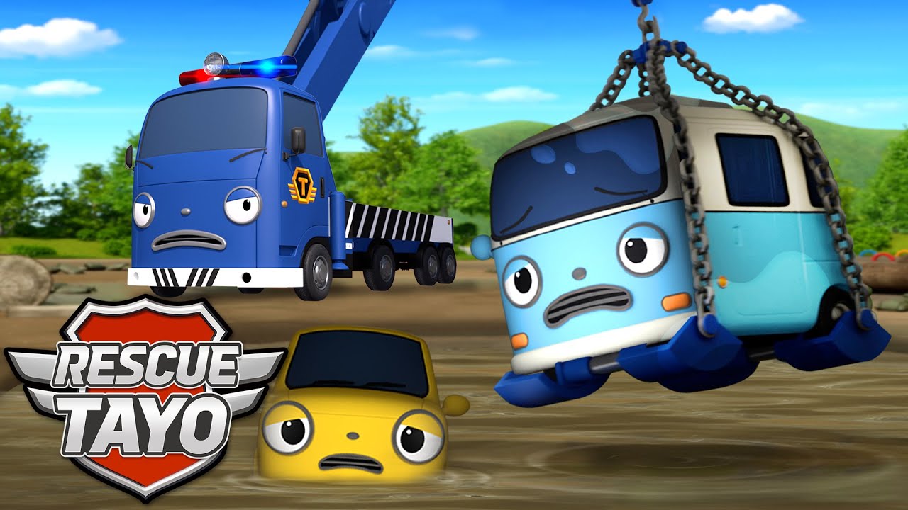 Super Wheel Khan! Super Hook Reki! Cars Stuck in the Puddles! l Tayo Rescue Team l Tayo English