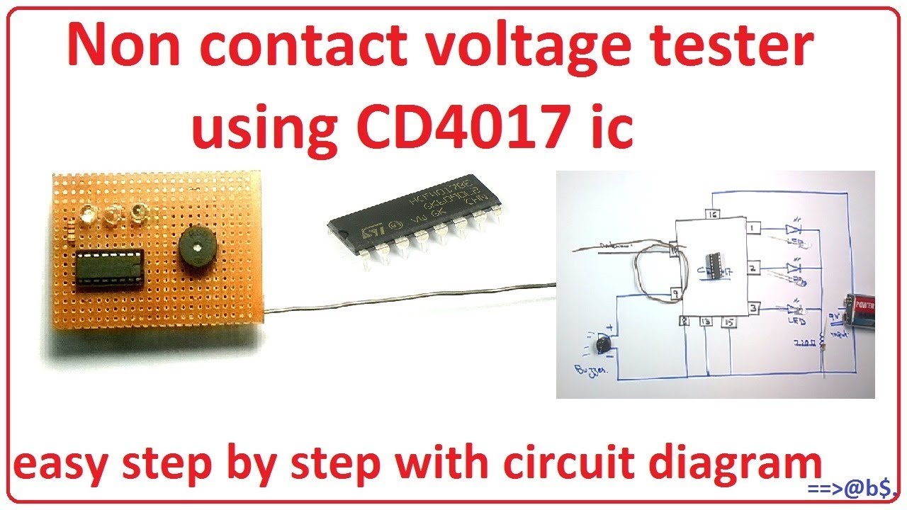 How to make non contact voltage tester using CD4017 ic - easy step by step