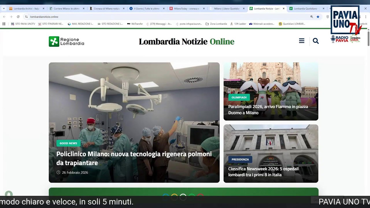 Pavia Uno TV Radio Pavia Breaking News - 26 febbraio 2026
