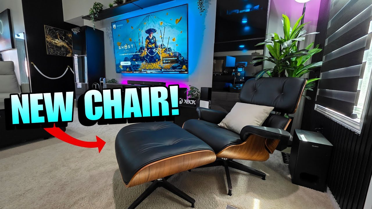 MY EPIC GAMING SETUP HAS A NEW CHAIR! - Eames Lounge Chair and Ottoman Replica!?