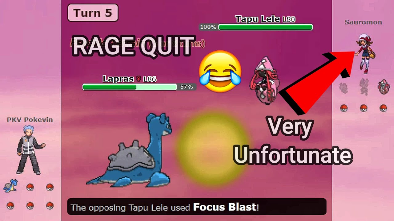 Unluckiest Opponent Ever Rage Quits (Pokemon Showdown Random Battles) (High Ladder)
