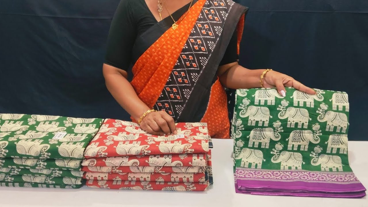 Mul mul cotton sarees 🍁 kalamkari pattern 💥 with blouse collection ♥️just 585+ shipping 