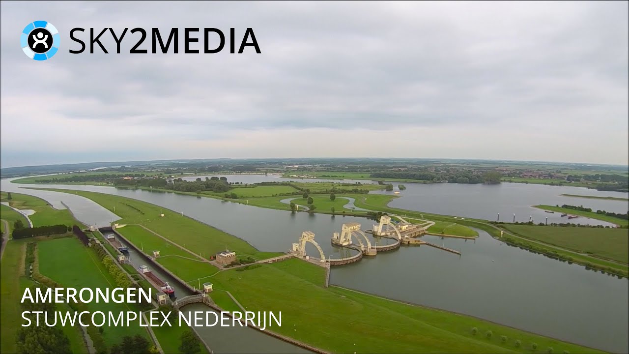Luchtvideo Drone Amerongen Stuw- en Sluiscomplex Aerial Video The Netherlands Sky2Media