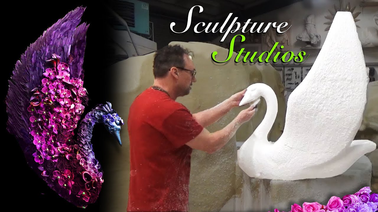 Hand Carving Floral Swans - Polystyrene / Styrofoam by Sculpture Studios