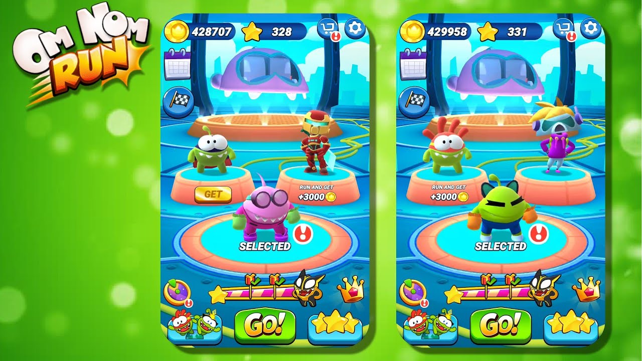 Om Nom Run Gameplay Elly Mos with 2 Outfits
