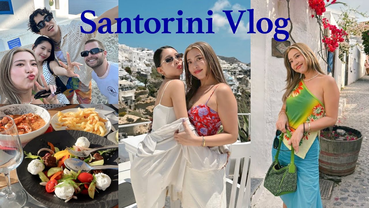 【サントリーニVlog】街の全てが美しい島🇬🇷💙愉快な3人と💙サンセット/プール/ホテル