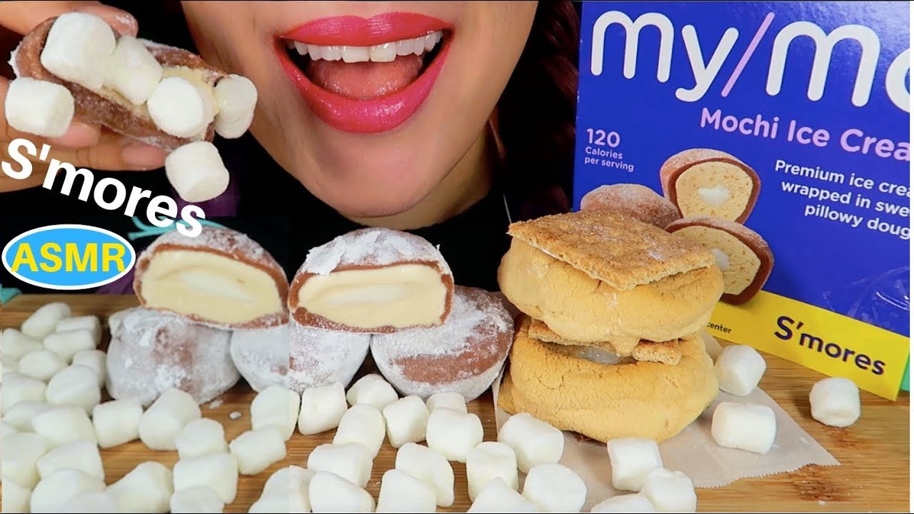 ASMR 스모어 모찌아이스크림+ 스모어 리얼사운드 먹방 |S’MORES MY/MO MOCHI ICE CREAM EATING SOUND| CURIE.ASMR