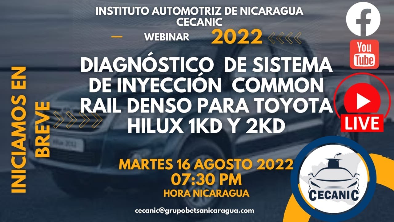 WEBINAR: DIAGNÓSTICO DE SISTEMAS DE INYECCIÓN COMMON RAIL DENSO PARA TOYOTA HILUX 1KD Y 2KD
