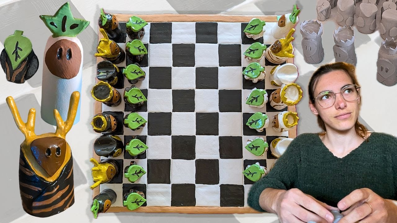 JEU D’ÉCHEC EN ARGILE AUTODURCISSANTE - ESPRITS DE LA NATURE - TUTO DIY♟️​🌱