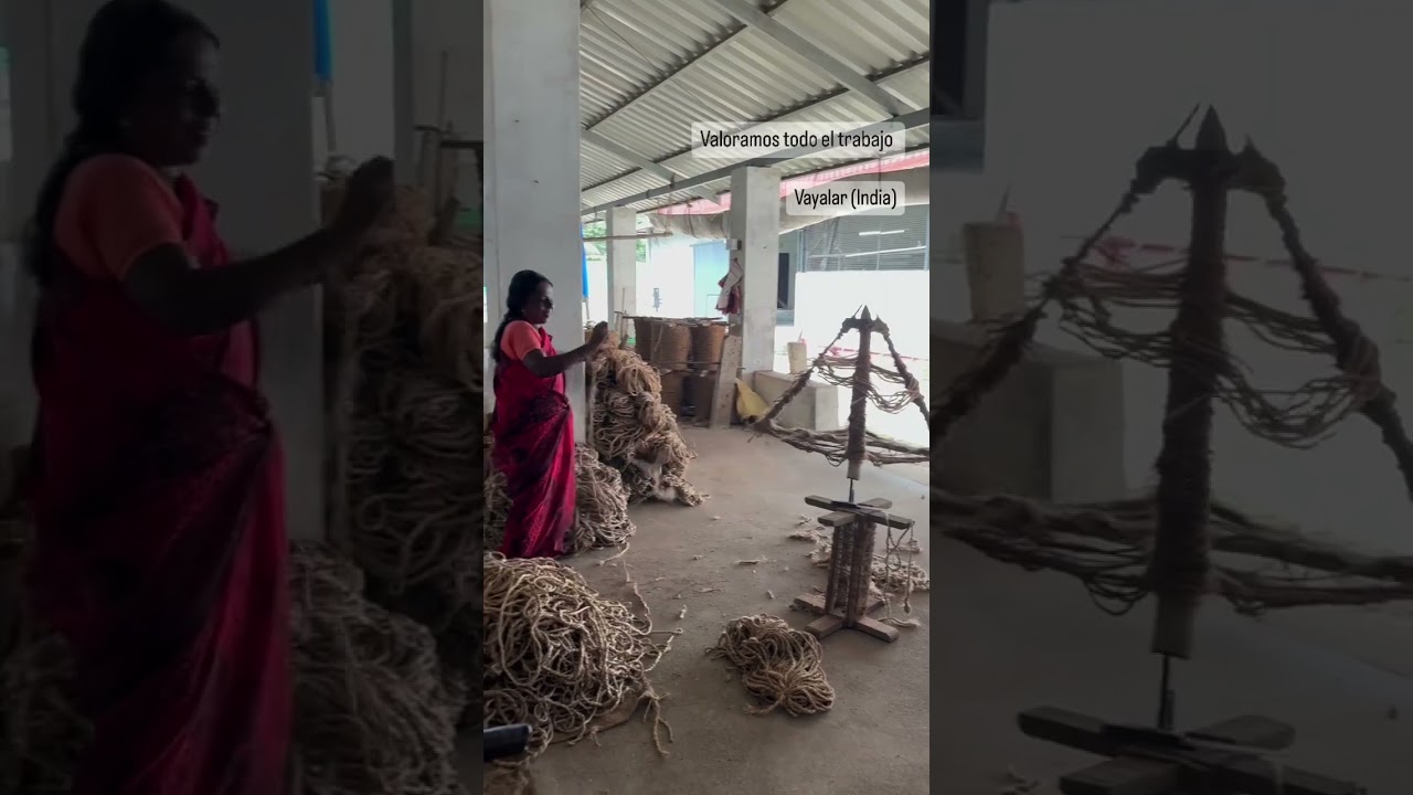 Taller artesanal en India.Alfombras de fibra de coco 🥥🇮🇳! 