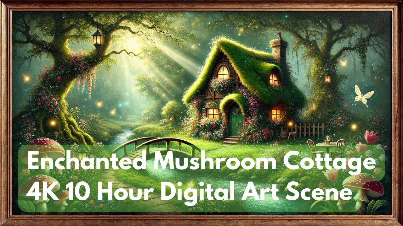 Enchanted Mushroom Cottage: Fantasy 10 Hour 4K Digital Art Loop
