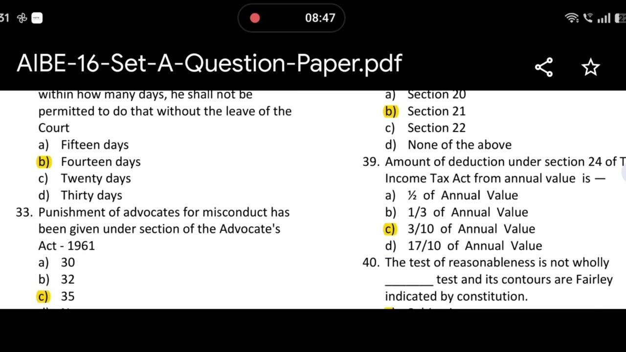 AIBE 16 question paper with answers#aibe#important