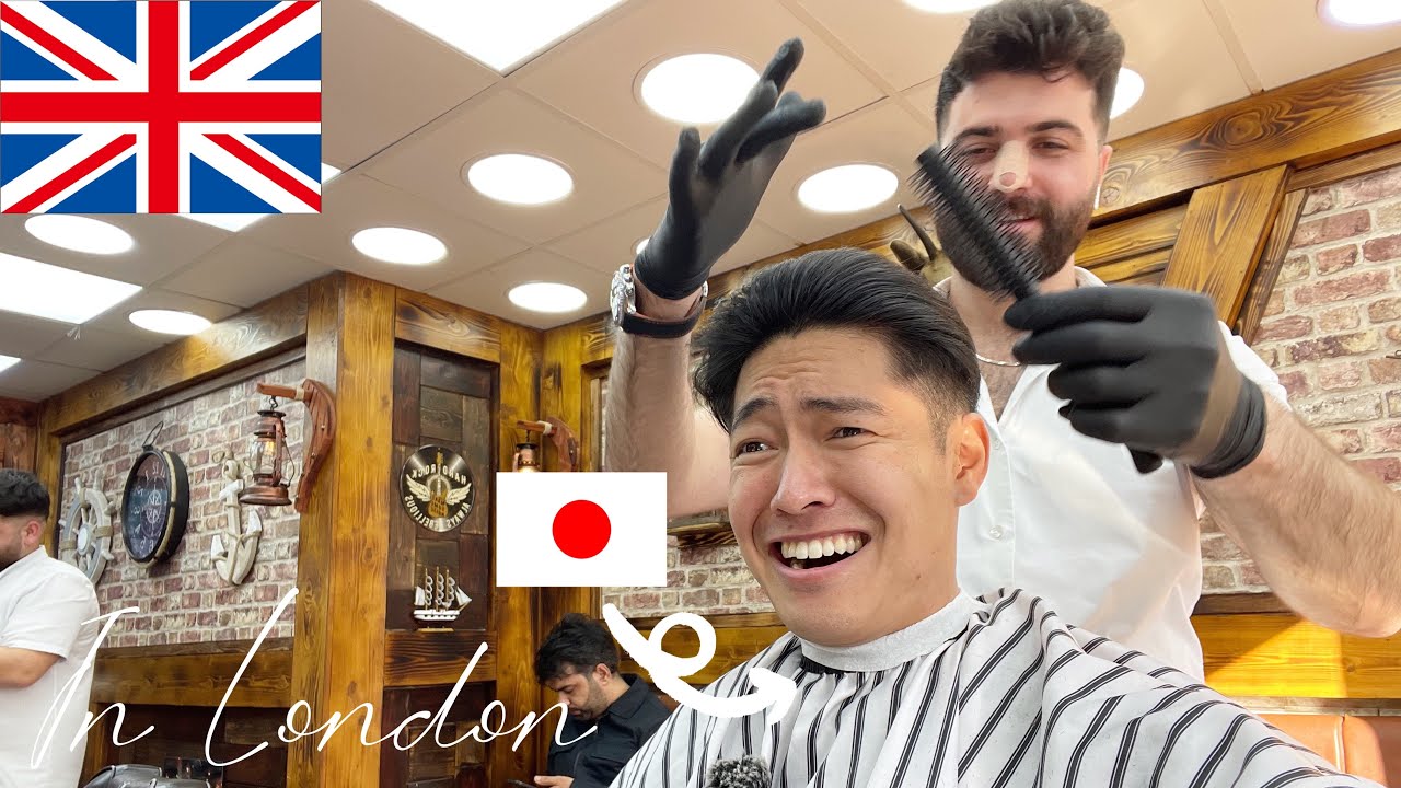 Japanese guy went to a Local British Barbershop for the first time in London🇬🇧
