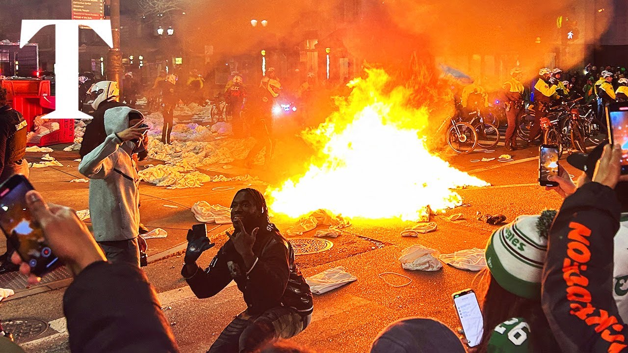 Philadelphia Eagles fans riot during Super Bowl disorder
