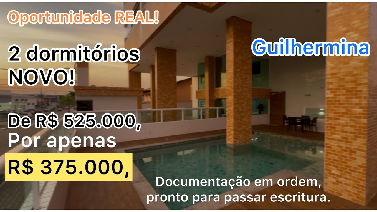 2 dormitórios NOVO por apenas R$ 375.000, na Guilhermina | LOUCURA! Apenas 1 unidade neste preço.