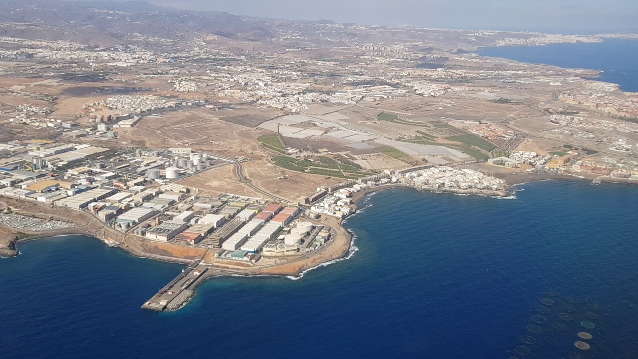 Gran Canaria take off start Telde Las Palmas z lotu ptaka