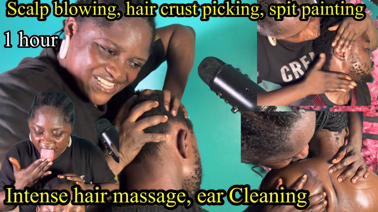 Asmr ✨Fast and intense Hair scratch massage, Fake spit painting, Vitamin  E oil back and ear massage