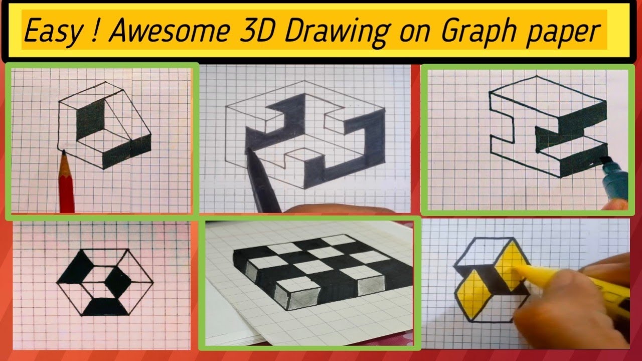Graph paper Art | 3D Drawings for beginners | Op_illusion | design || ishaq hacks